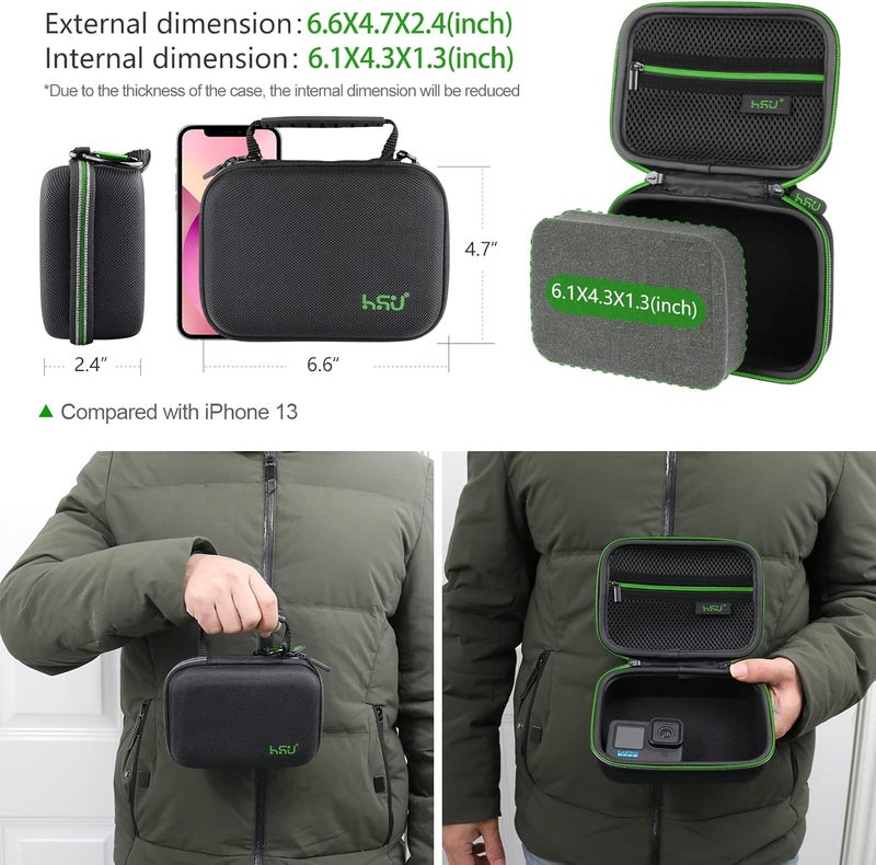 HSU Carrying Case for GoPro Hero 13/12/11/10/9/8/7/6/5 Black and Accessories, Protective Security Bag, Storage Solution for Adventurers-Upgraded Interior Foam - Image 2